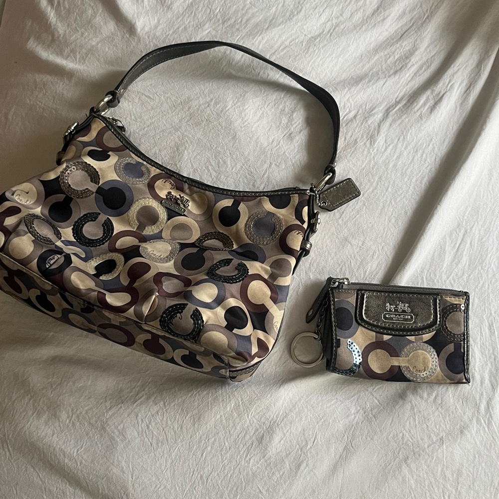 Coach Multicolor Signature Bag and Wallet Set